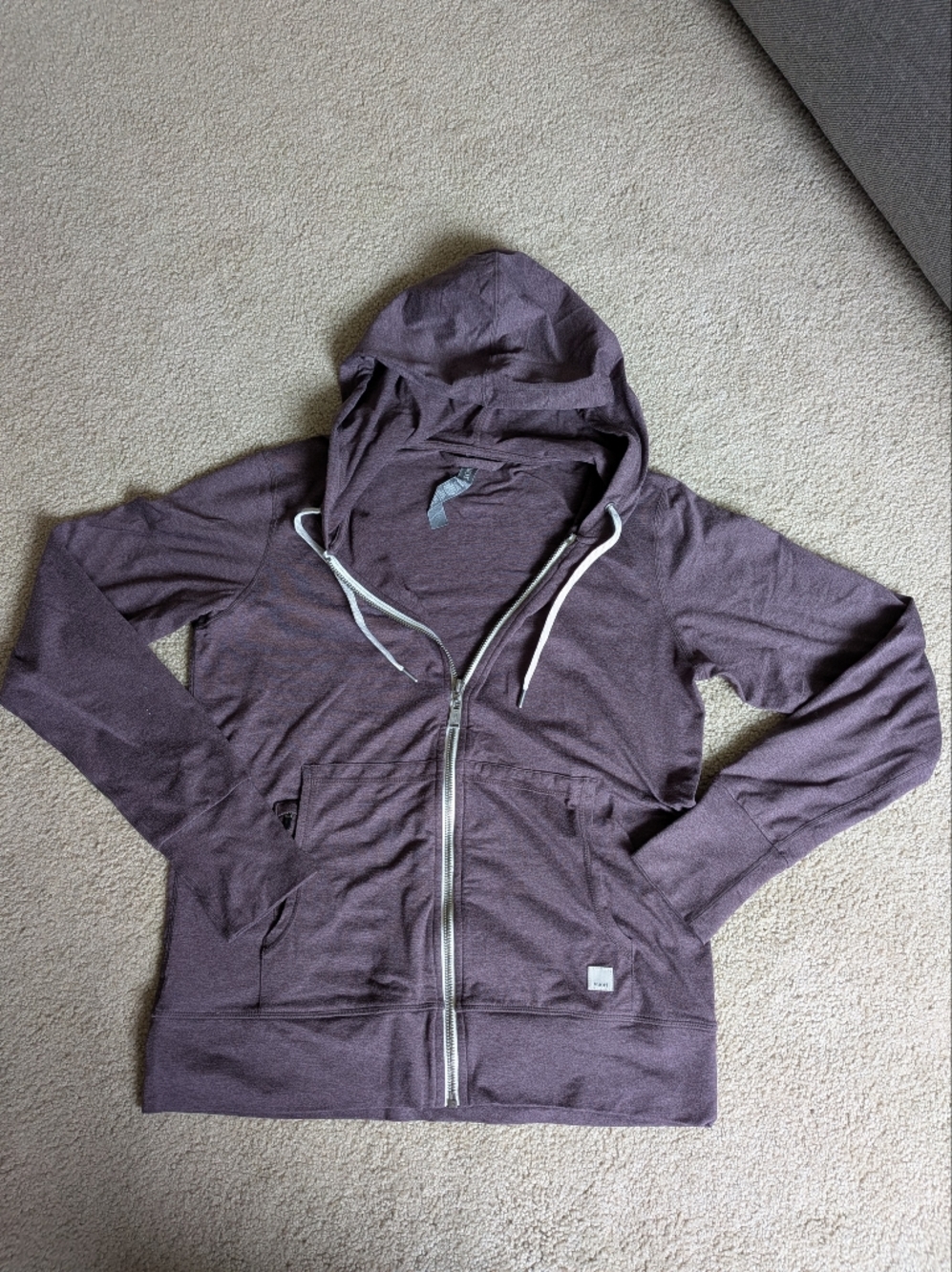 Vuori Halo Performance Zip Hoodie, Heather Purple - Small EUC
